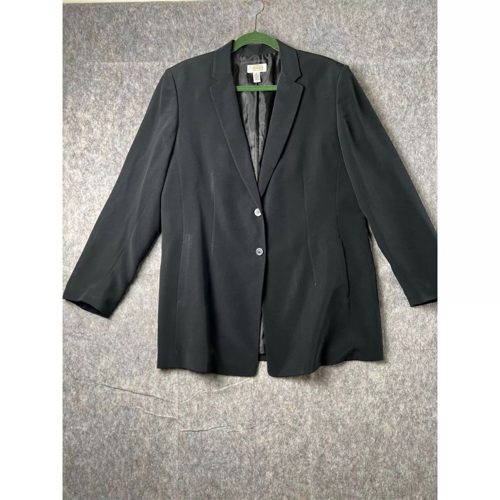 Talbots Blazer Jacket‎ Women's Size 16 Black Lined Long Sleeve Single Breasted